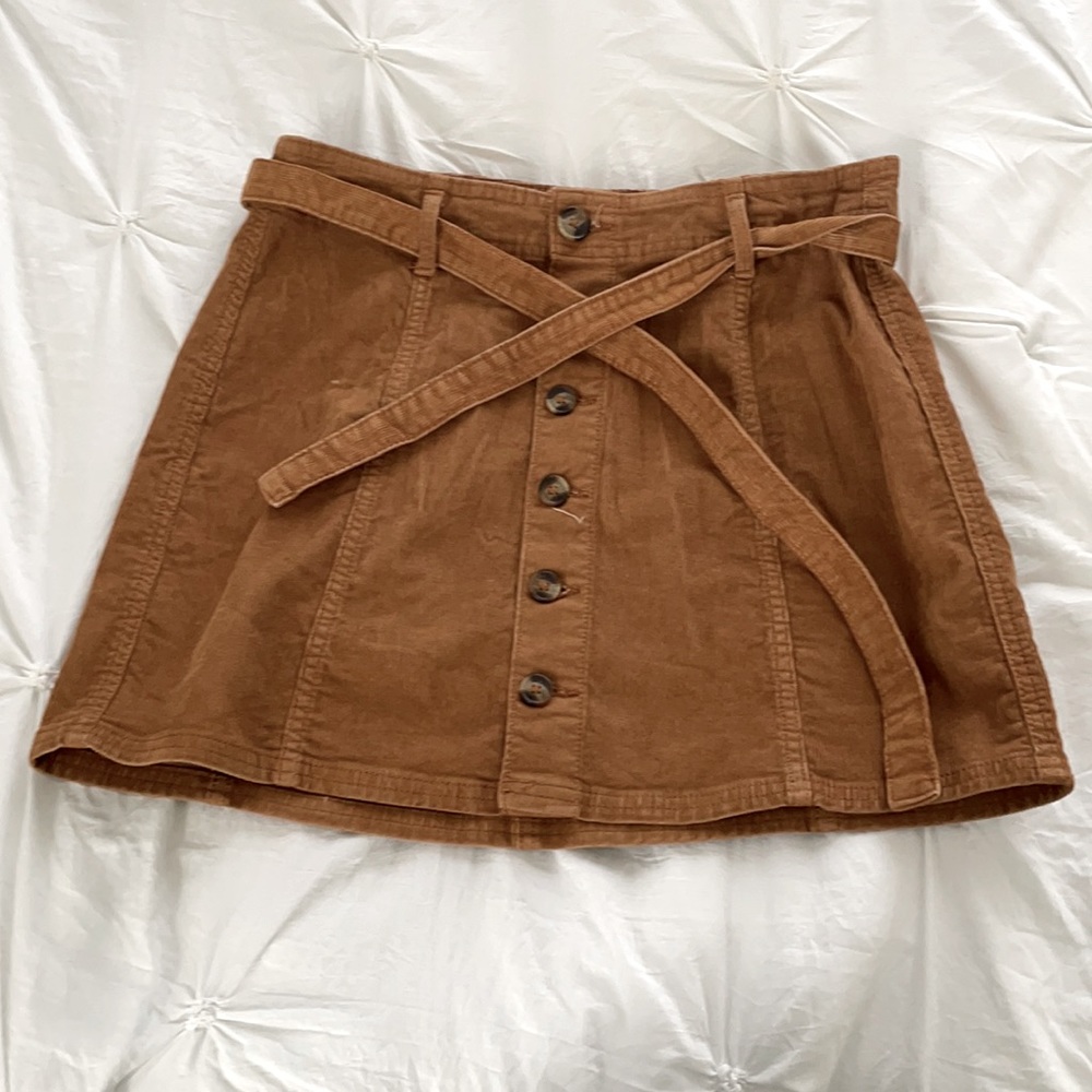 american eagle tan corduroy buttoned skirt